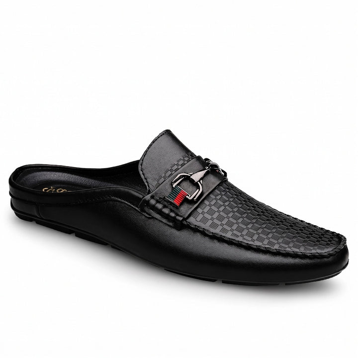Black Julian Vance Buckle Mules 1
