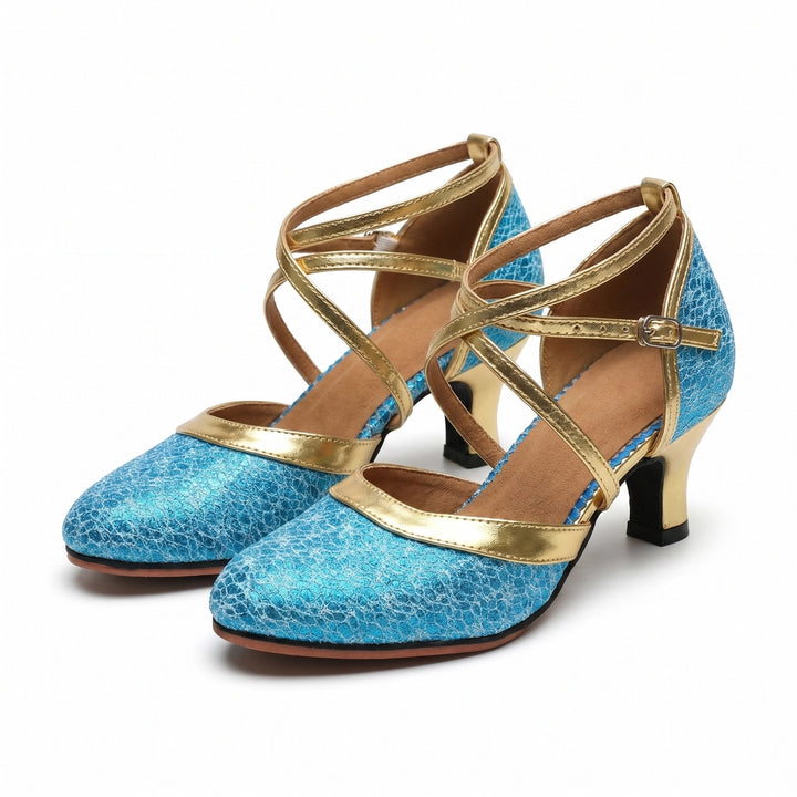 Light Blue Elena Rossi Latin Heels 1