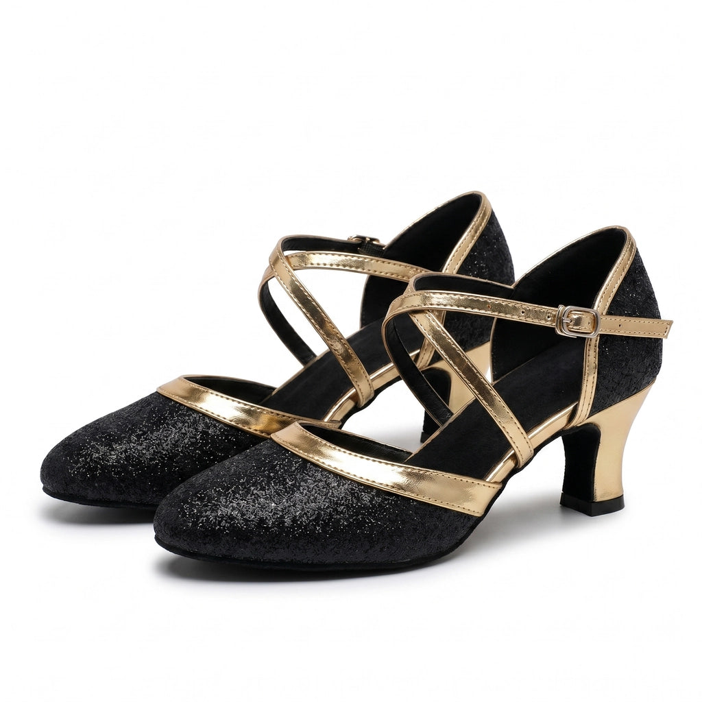 Black Elena Rossi Latin Heels 1