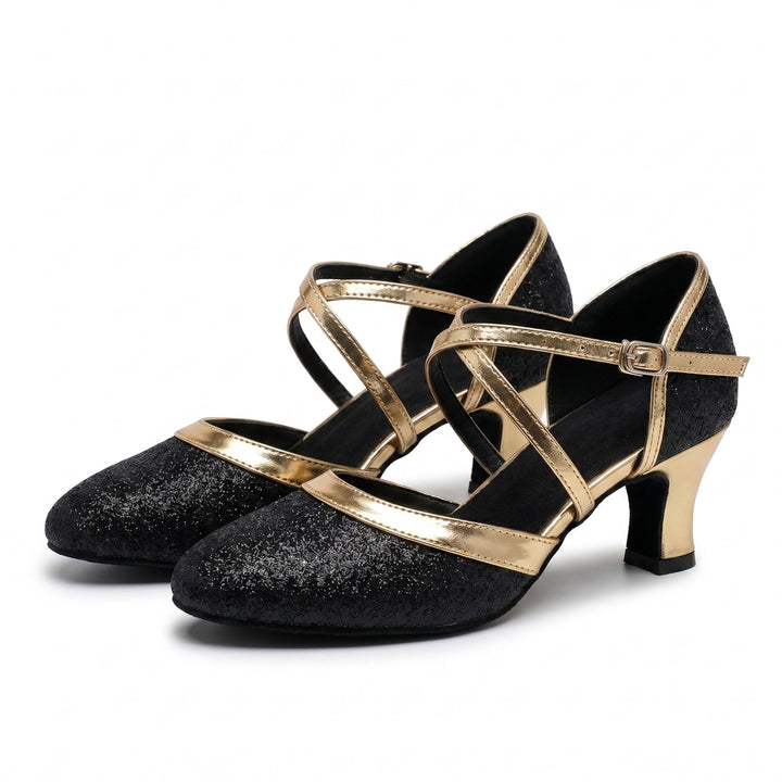 Black Elena Rossi Latin Heels 1