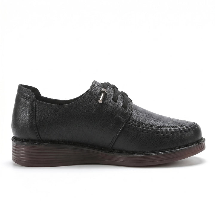Black Elena Leather Platform Wedges 1
