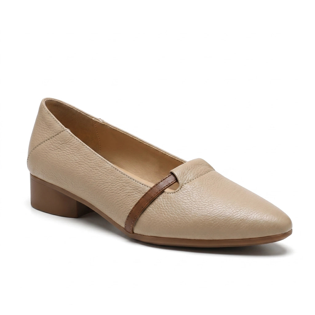 Khaki Elise Sheepskin Cap-Toe Flats 4