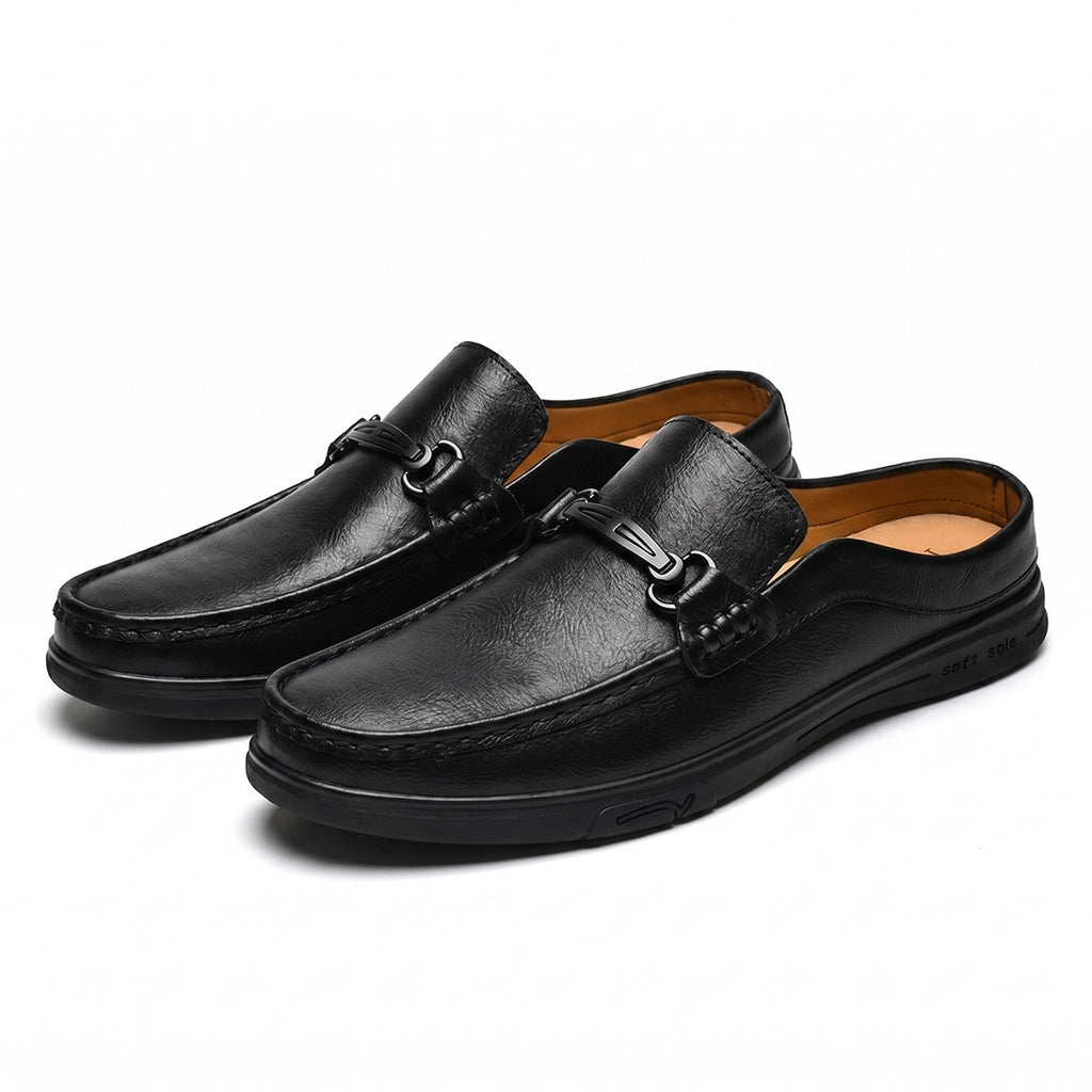 Black Harrison Leather Mules 2