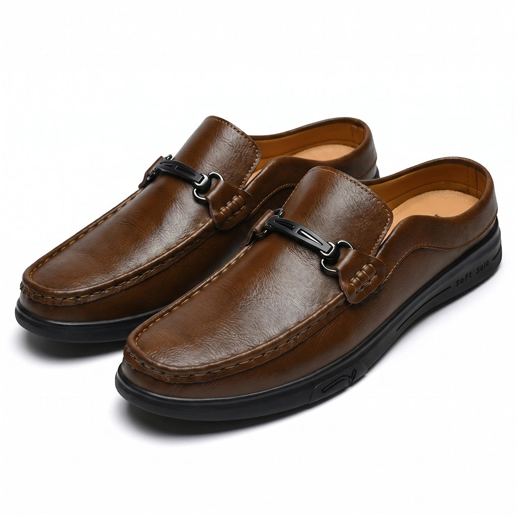 Brown Harrison Leather Mules 1