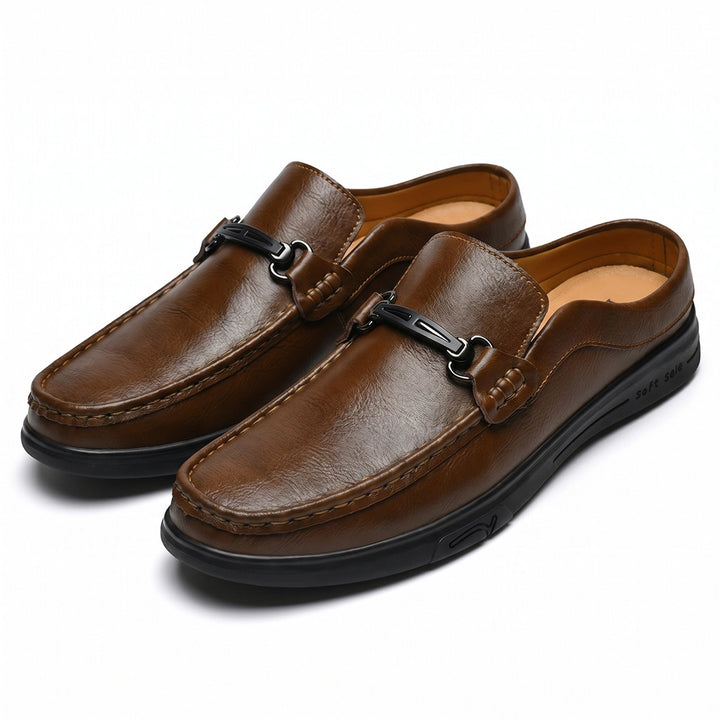 Brown Harrison Leather Mules 1