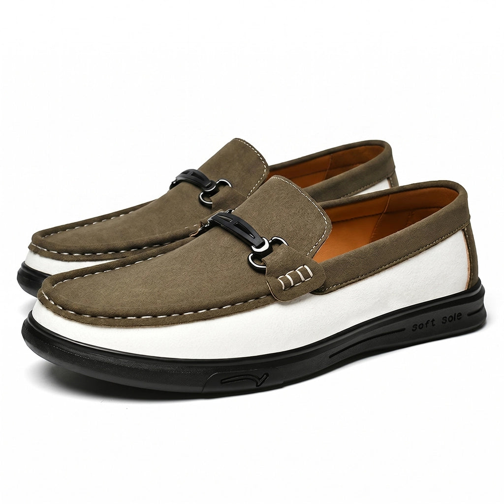 Khaki Gaston Suede Slip-On Loafers 1