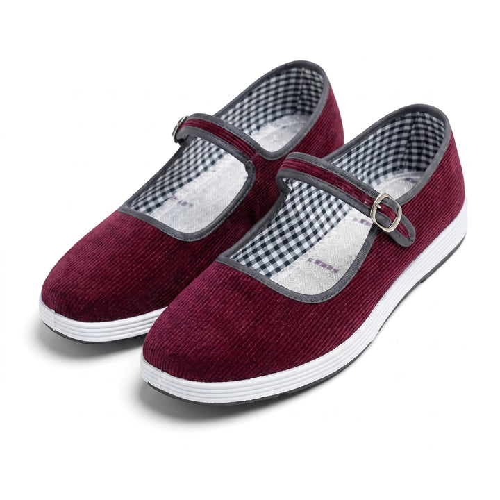 Red Square Toe Buckle (Cloth Sole) EUR33 Eliza Mary Jane Flats 1