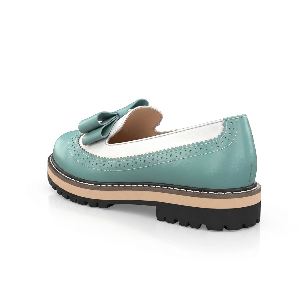 Light Blue Eliza Wingtip Bow Loafers 2