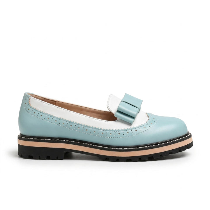 Light Blue Eliza Wingtip Bow Loafers 3
