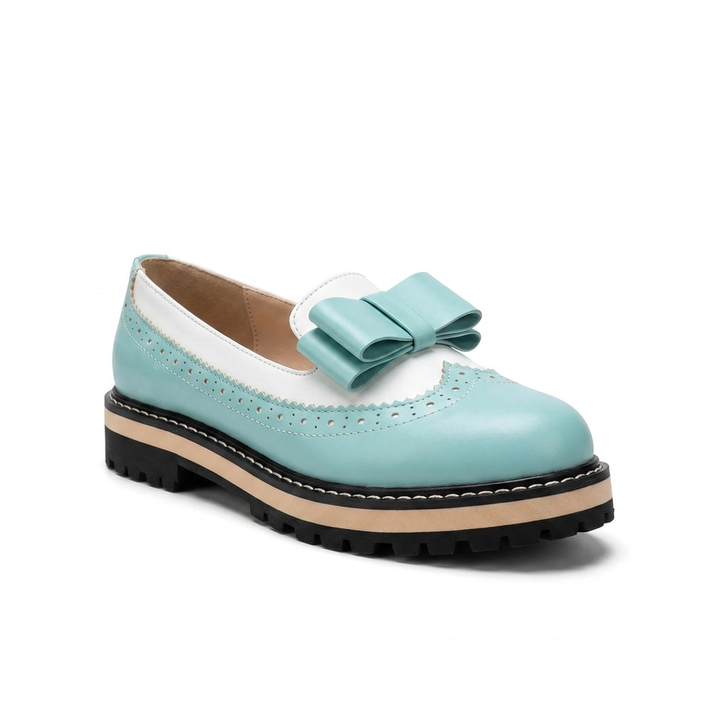 Light Blue Eliza Wingtip Bow Loafers 4