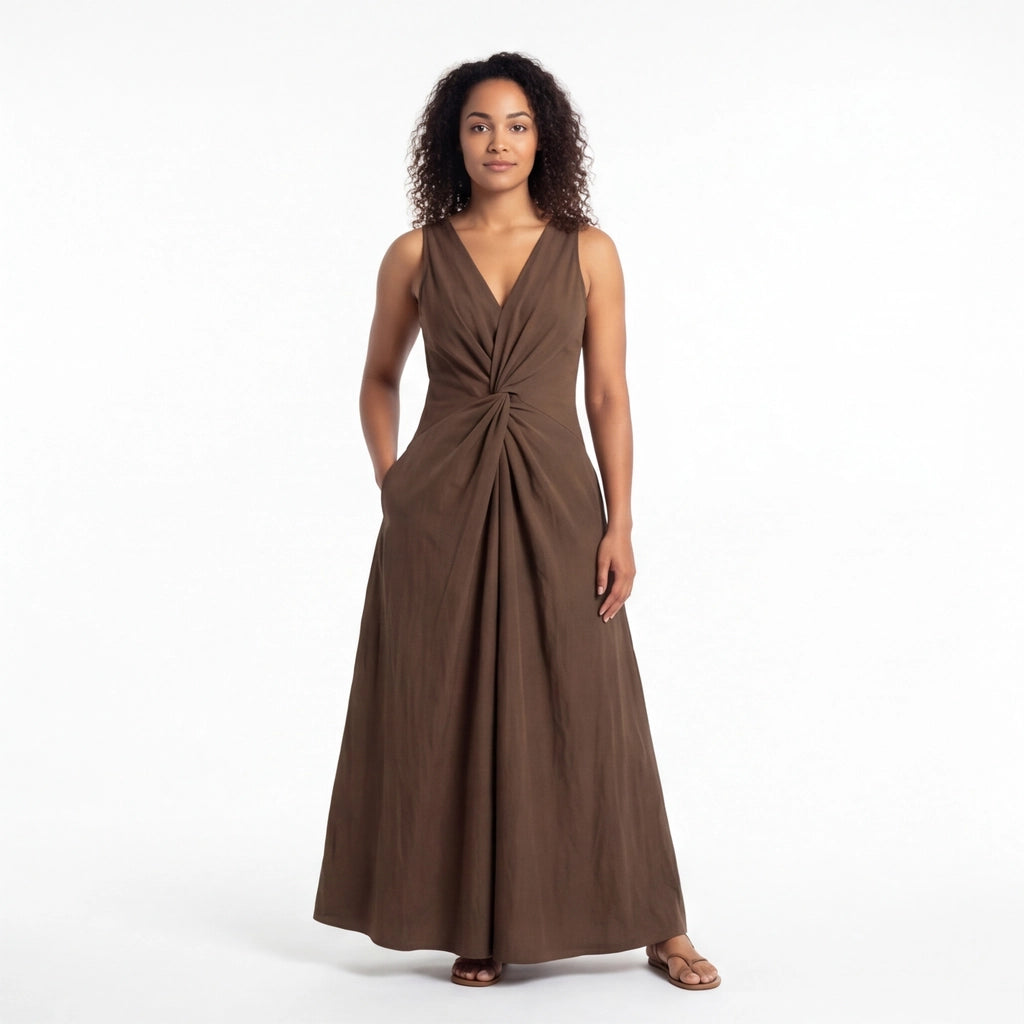 Brown Eleanor Halter Maxi Dress 6