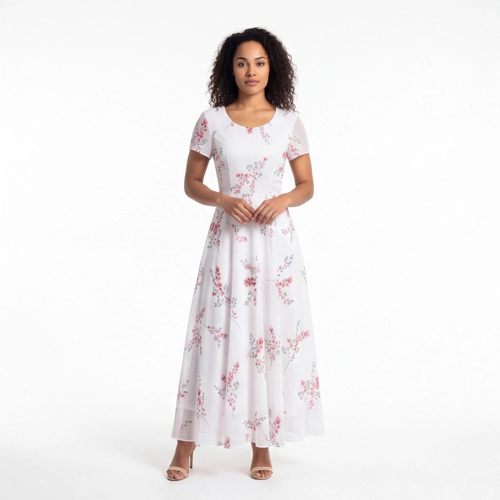 White Victoria Floral Midi Dress 7