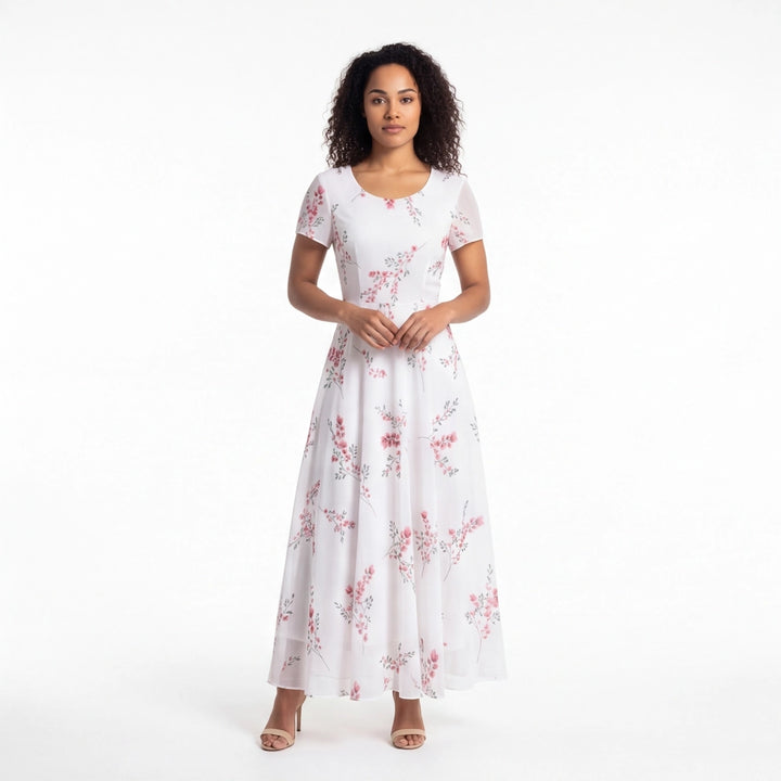 White Victoria Floral Midi Dress 7
