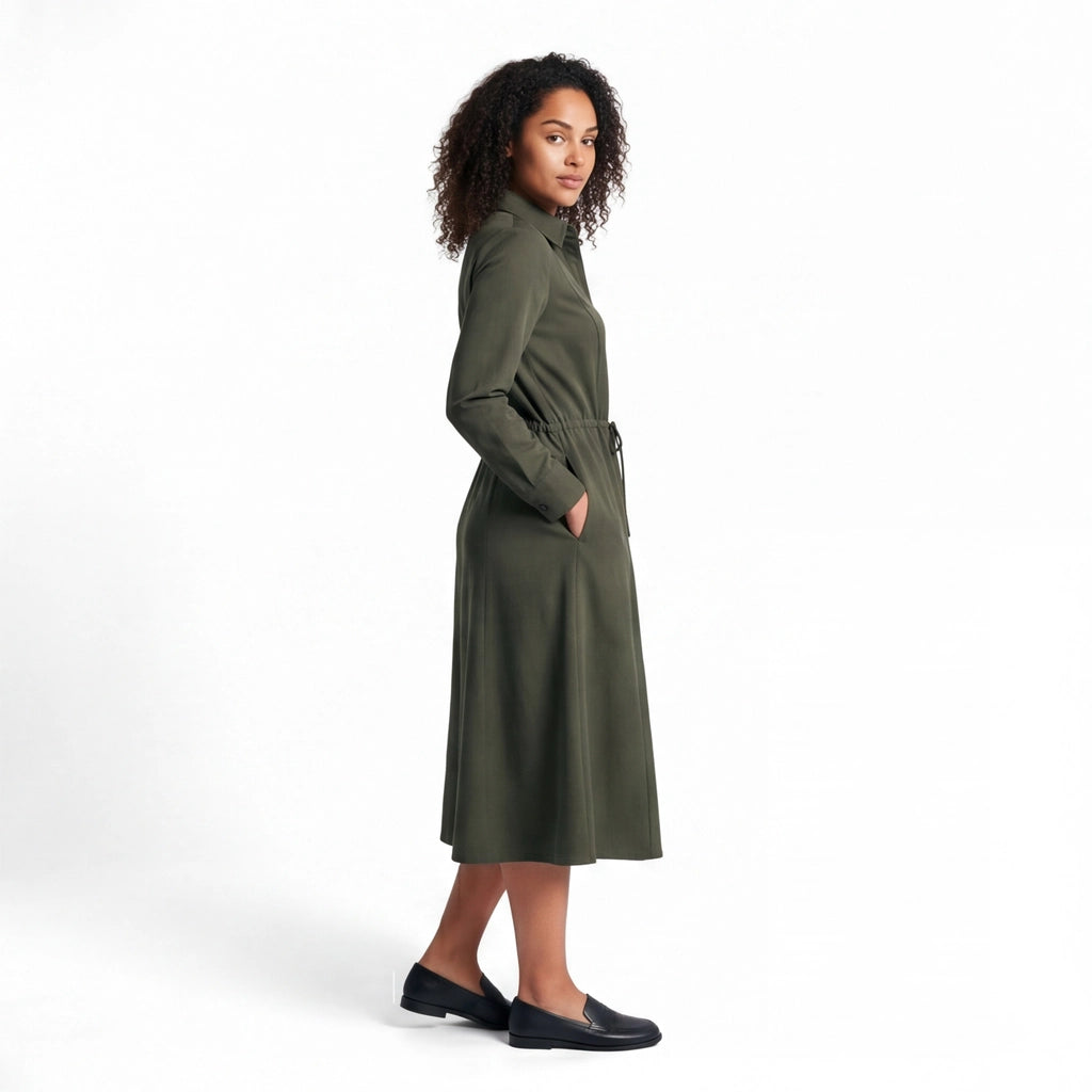 Army Green Adriana Miller Shirt Dress 5