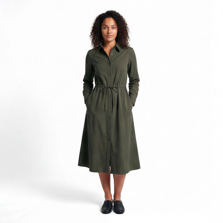 Army Green Adriana Miller Shirt Dress 7