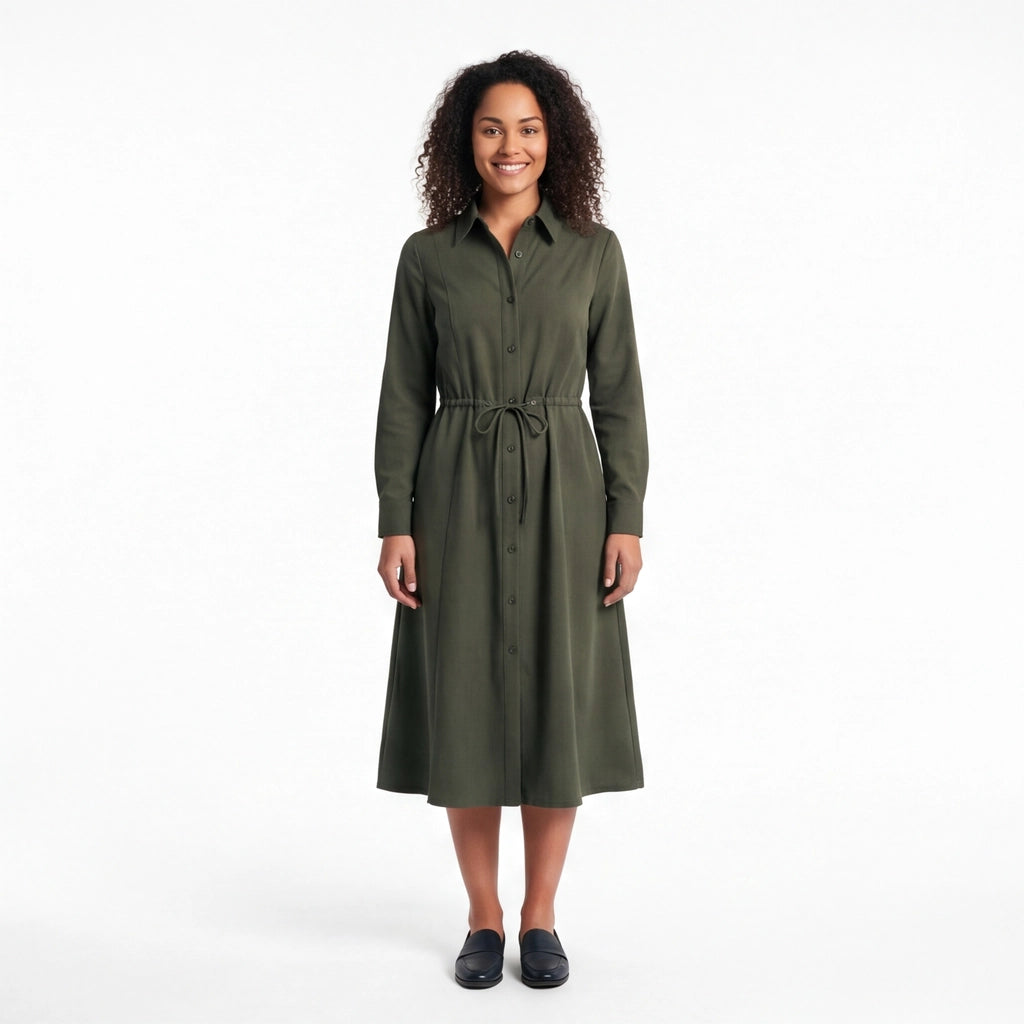 Army Green Adriana Miller Shirt Dress 5
