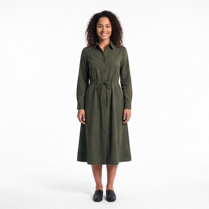Army Green Adriana Miller Shirt Dress 5