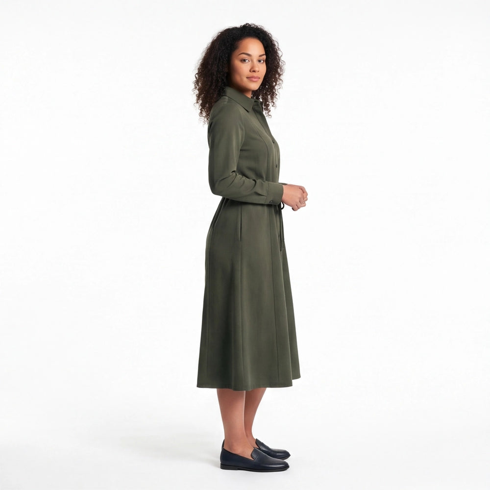 Army Green Adriana Miller Shirt Dress 6
