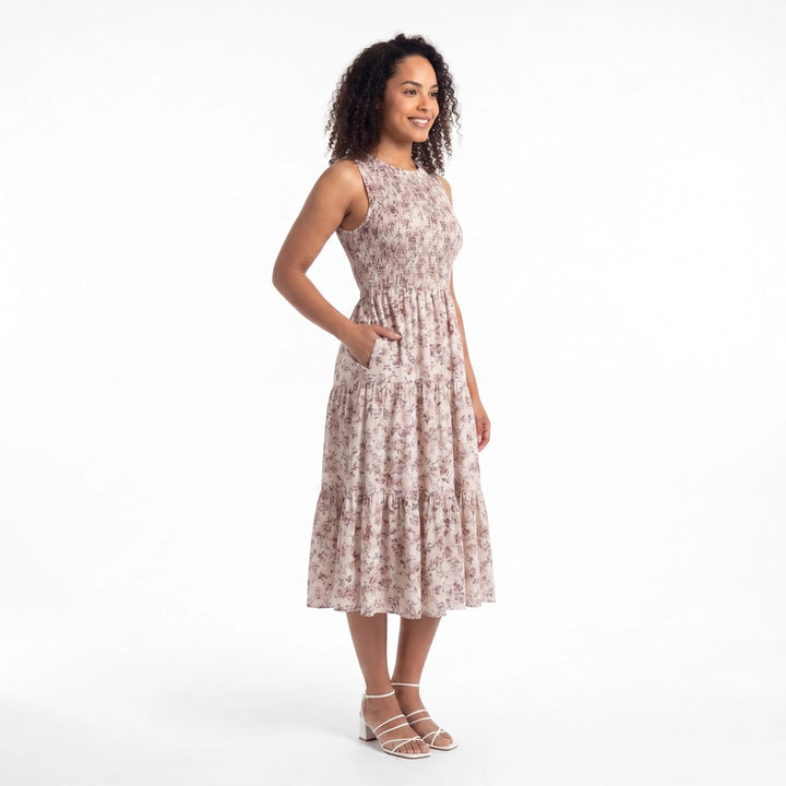White Floral Cleo Floral Smocked Dress 5
