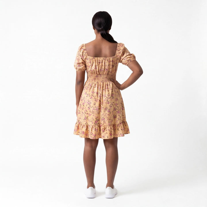 Yellow Floral Elara Floral A-Line Dress 4