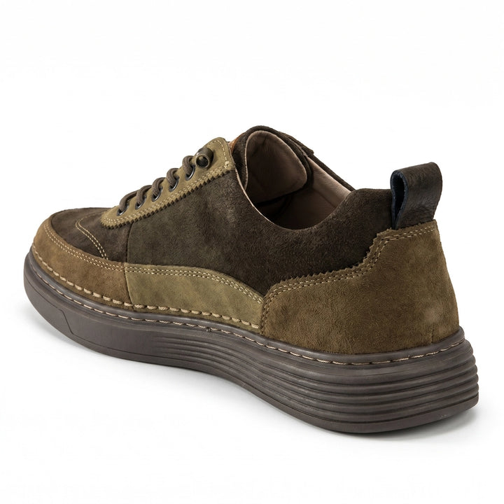 Khaki Classic Mason Leather Perforated Sneakers 2