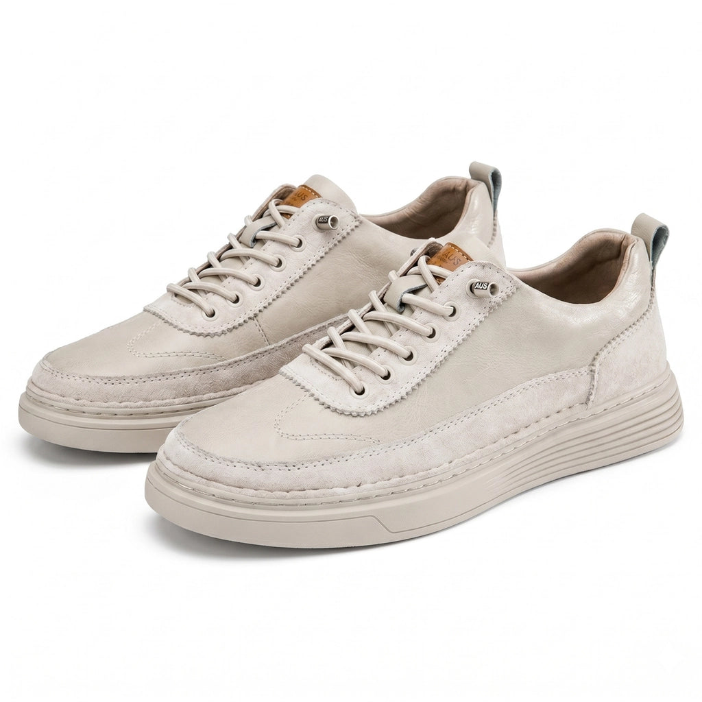 Beige Classic Mason Leather Perforated Sneakers 1