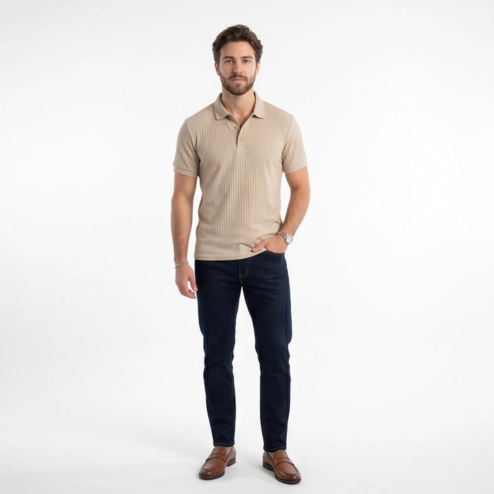 Khaki Harrison Cotton Knit Polo 4
