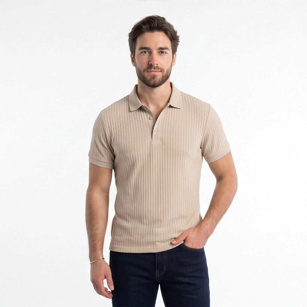 Khaki Harrison Cotton Knit Polo 2