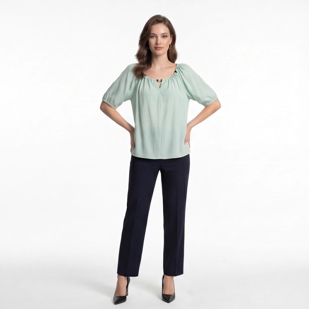 Elara Beaded Short Sleeve Blouse