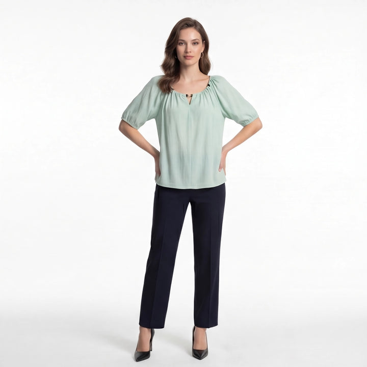 Elara Beaded Short Sleeve Blouse