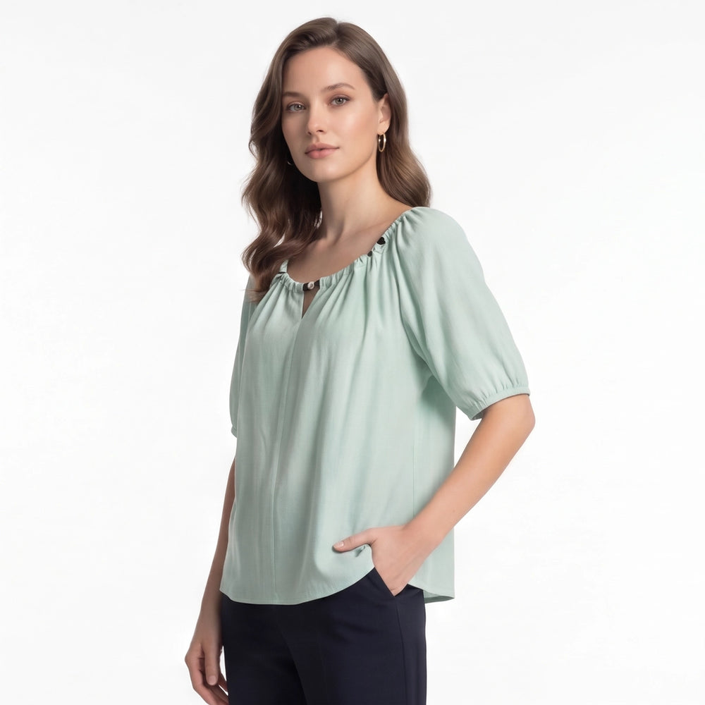 Elara Beaded Short Sleeve Blouse