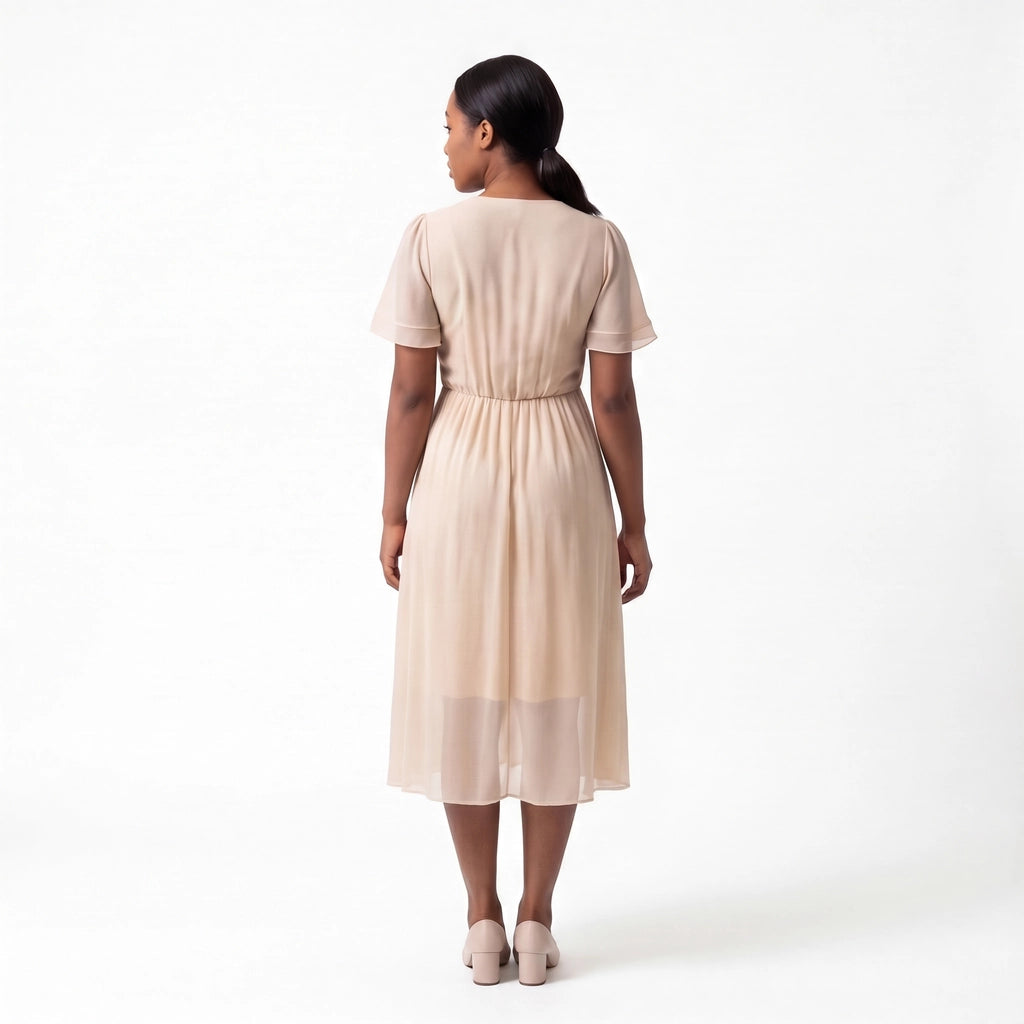 Elara V-Neck Chiffon Dress