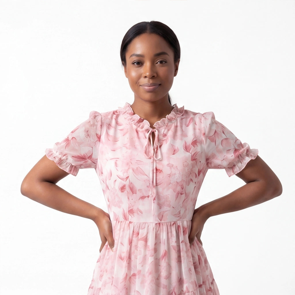 Pink Elara Rose Floral Dress 4