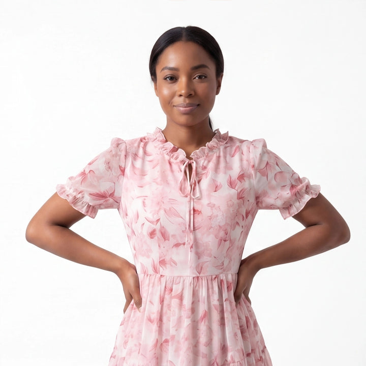 Pink Elara Rose Floral Dress 4
