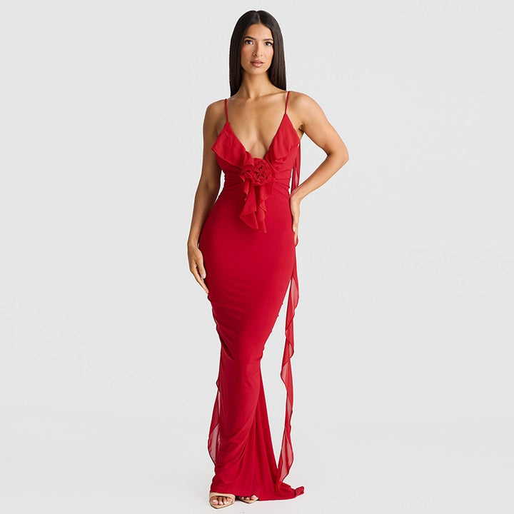 Elena V-Neck Fishtail Gown 6