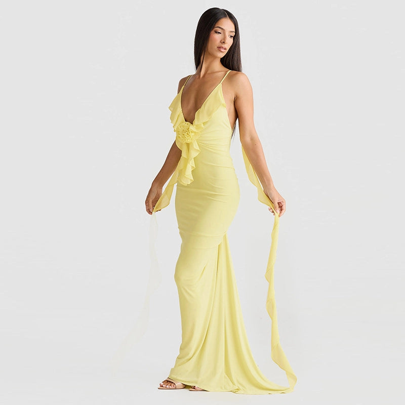 Elena V-Neck Fishtail Gown 3