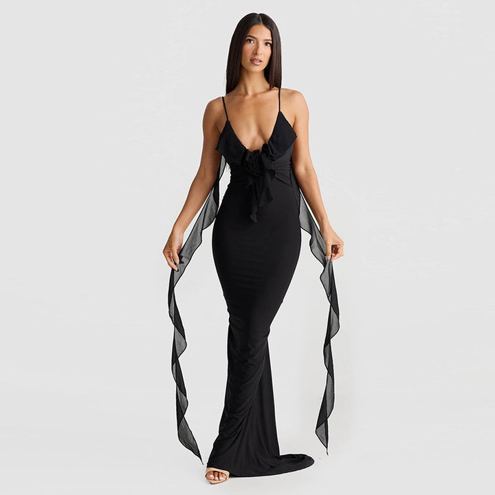 Elena V-Neck Fishtail Gown 5