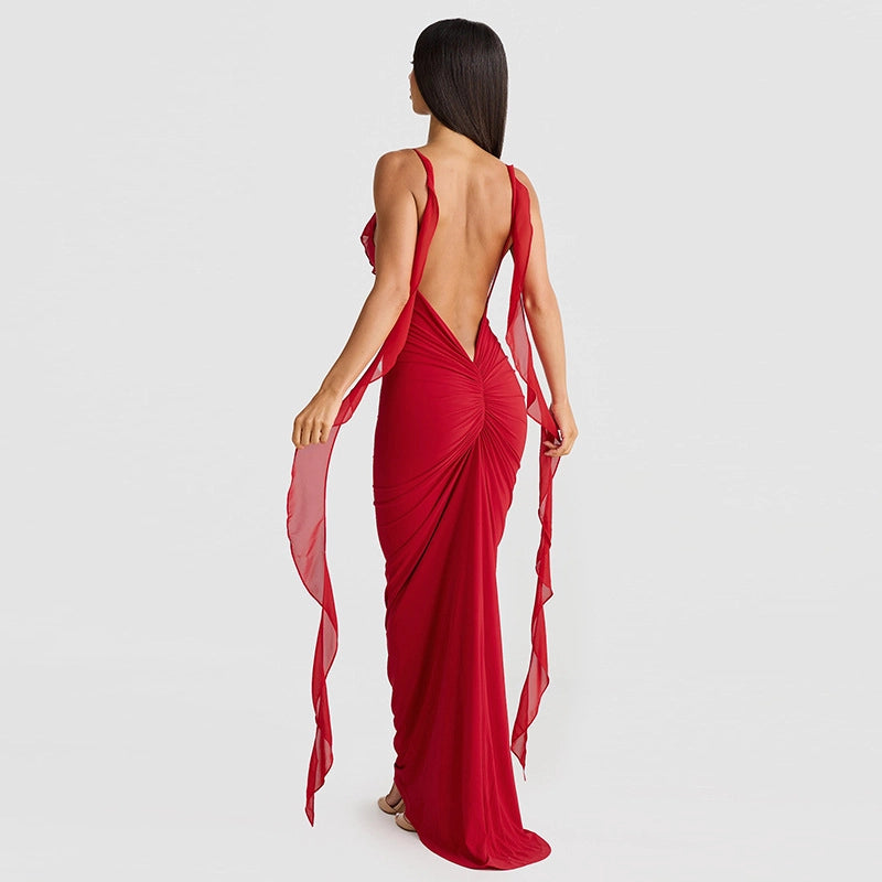 Elena V-Neck Fishtail Gown 2