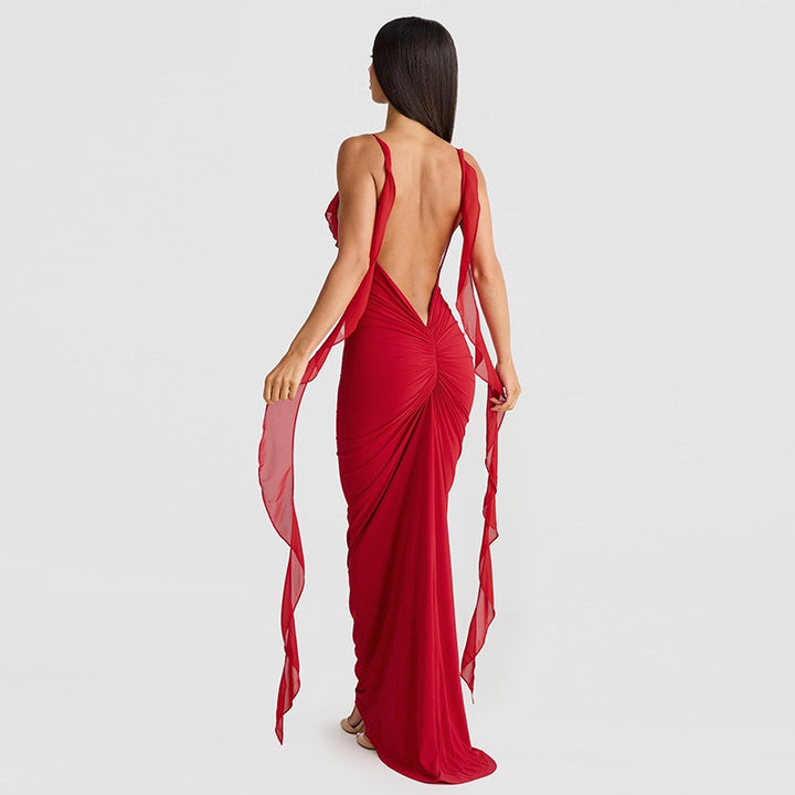 Elena V-Neck Fishtail Gown 2