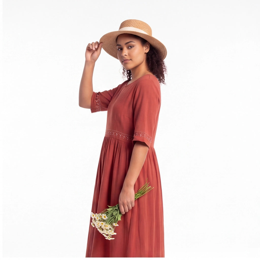 Fitzroy Embroidered Cotton Midi Dress 4
