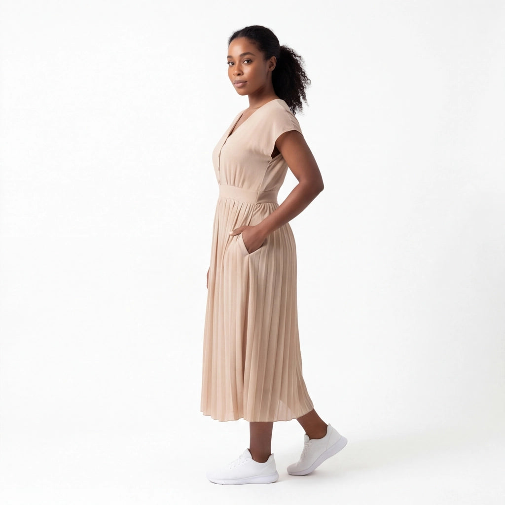 Apricot Elara V-Neck Chiffon Dress 1