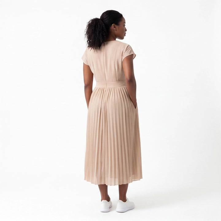 Apricot Elara V-Neck Chiffon Dress 3