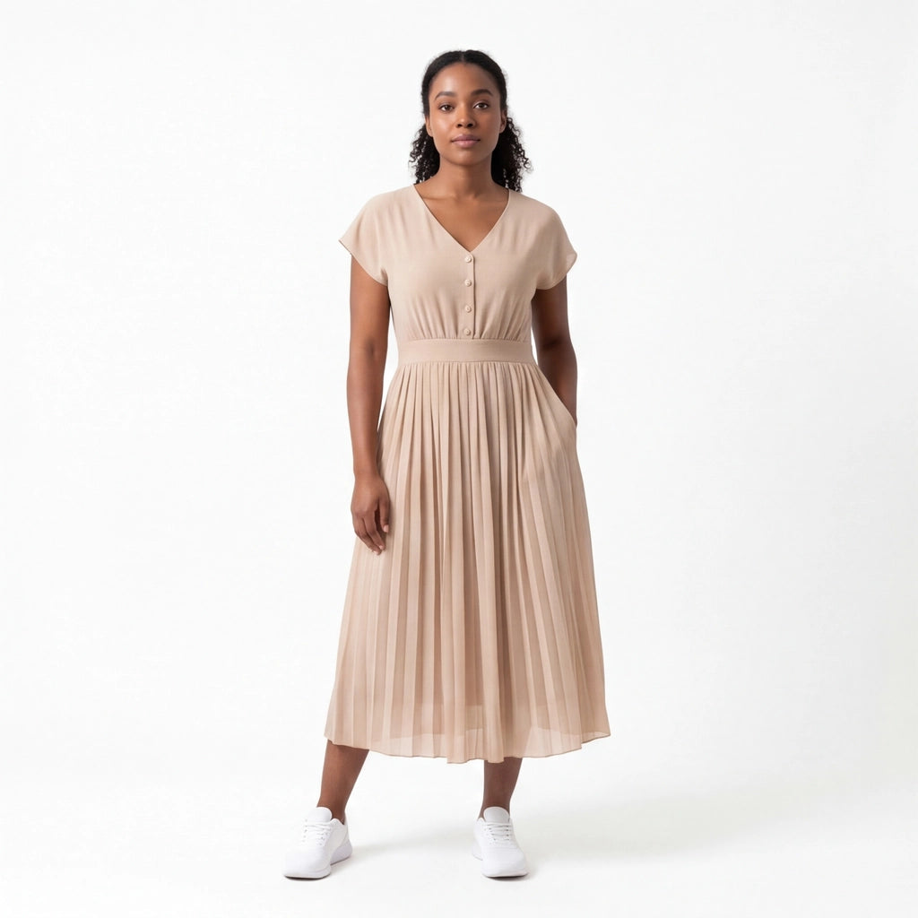 Apricot Elara V-Neck Chiffon Dress 2