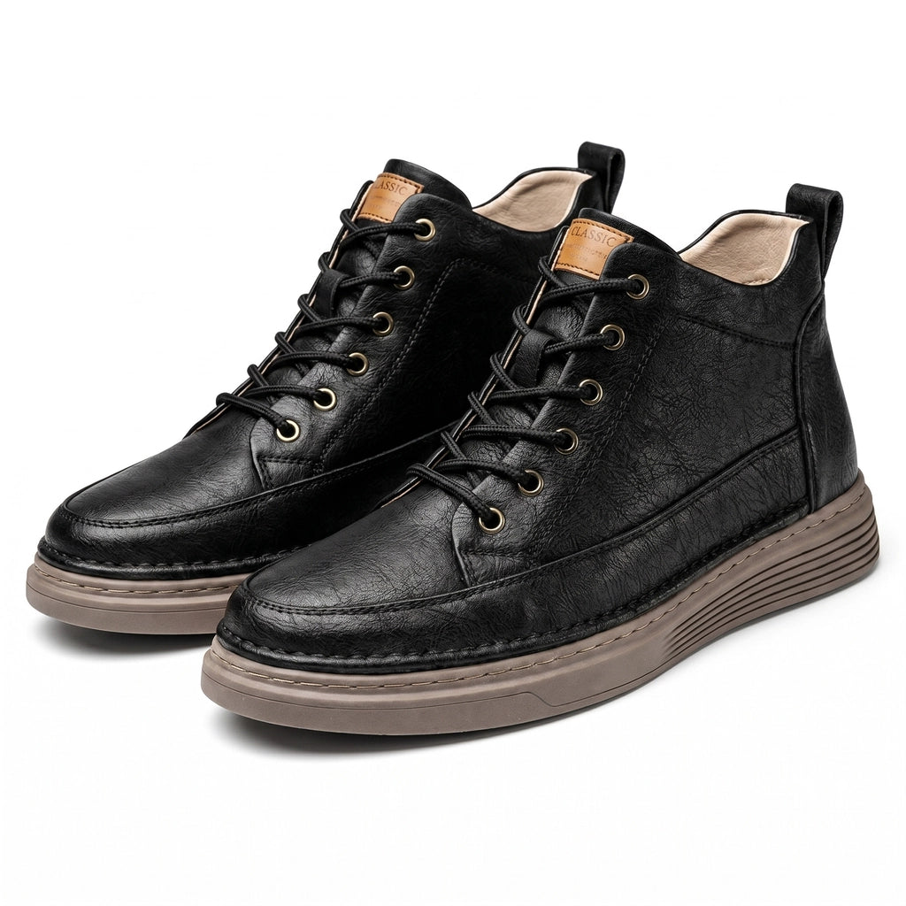 Black Beckett Leather Mid-Top Sneakers 1
