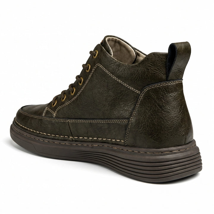 Khaki Beckett Leather Mid-Top Sneakers 1