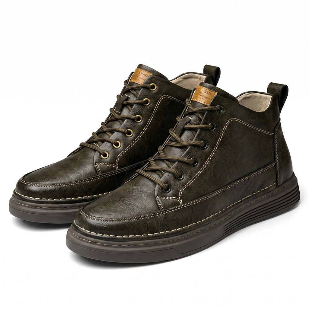 Khaki Beckett Leather Mid-Top Sneakers 2