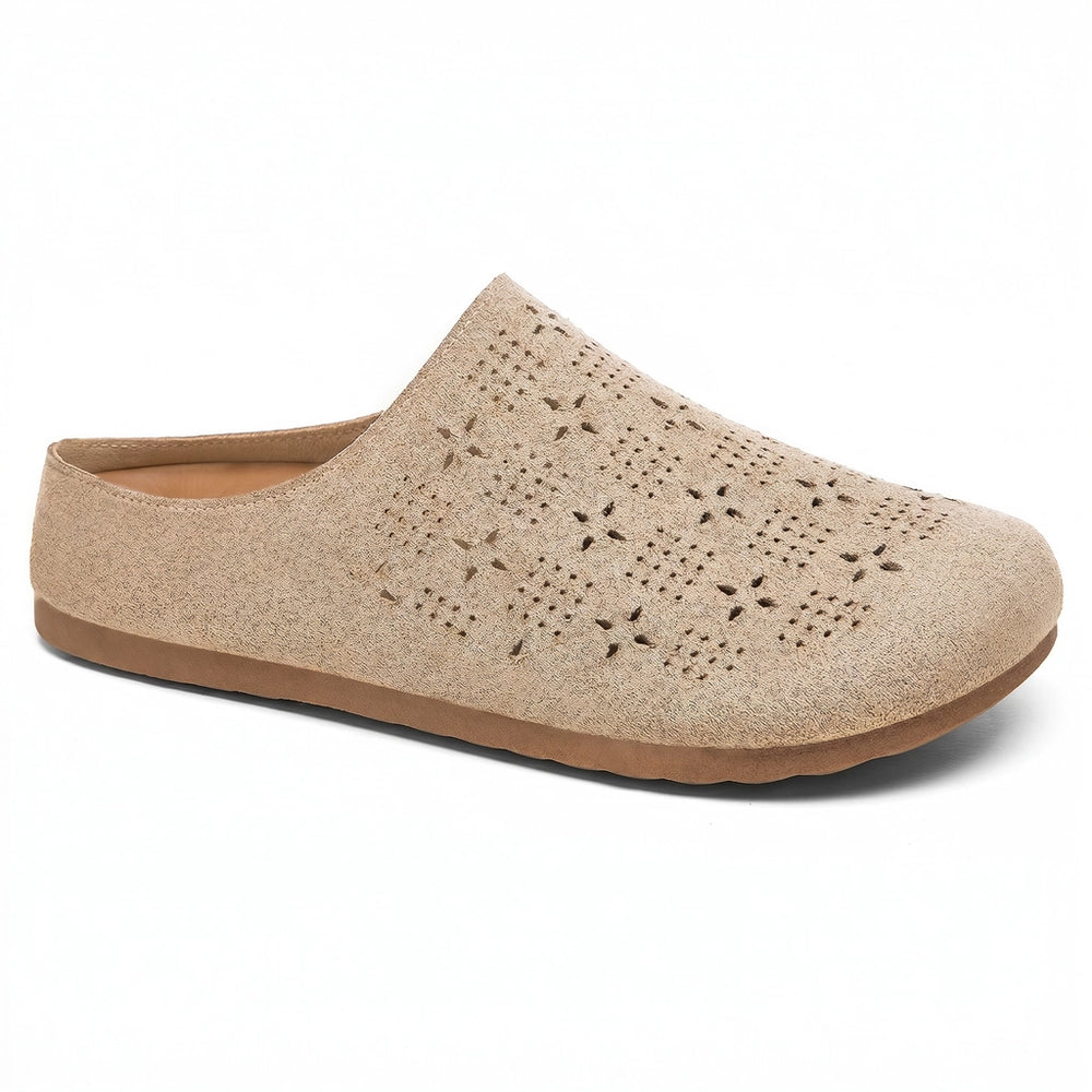 Khaki Estella Cut-Out Flat Mules 2