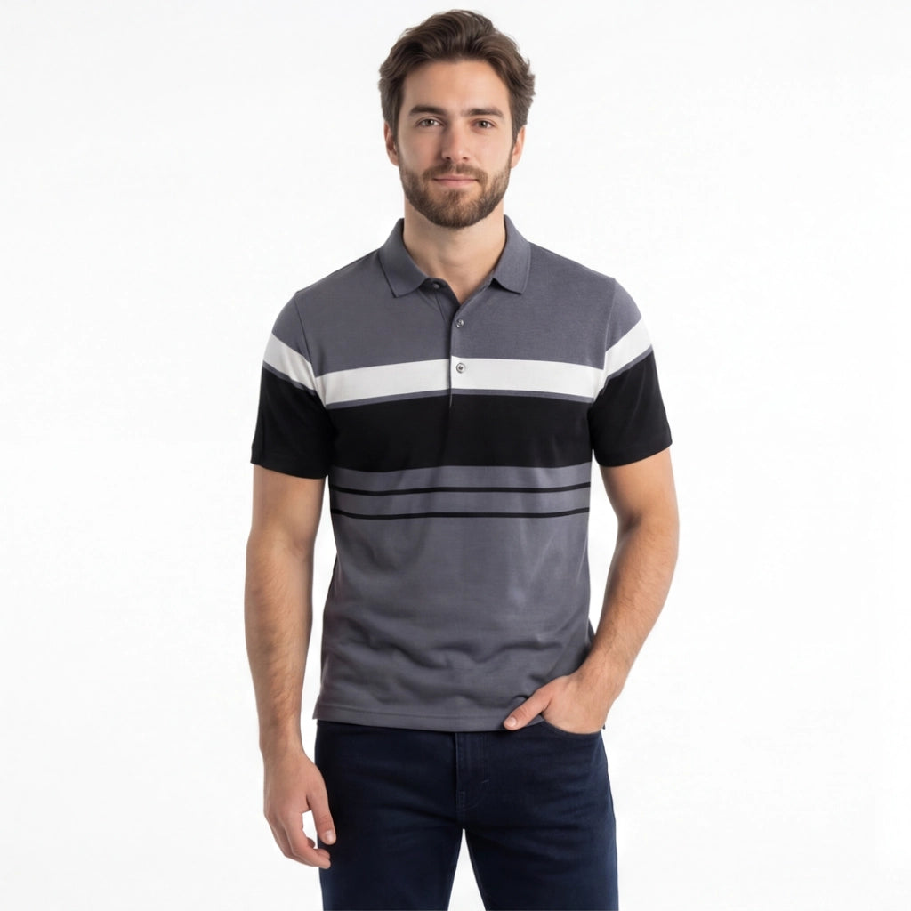 Otis Striped Knit Polo Shirt