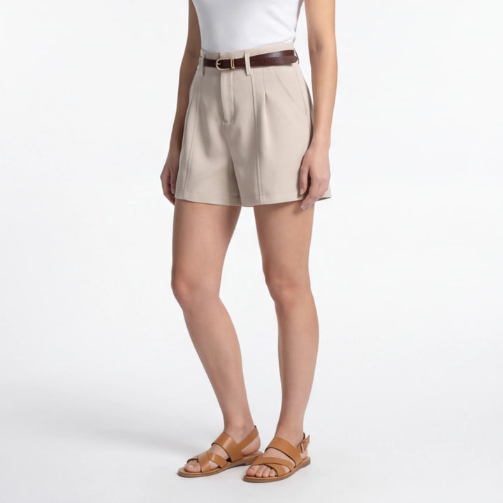 Oxford High-Waisted Wide-Leg Shorts