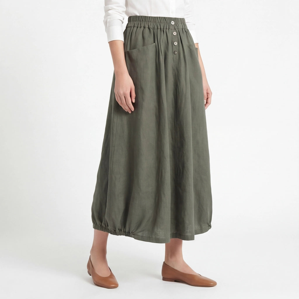 Green Griffith Cotton Midi Skirt 3